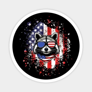 Raccoon USA Flag Magnet